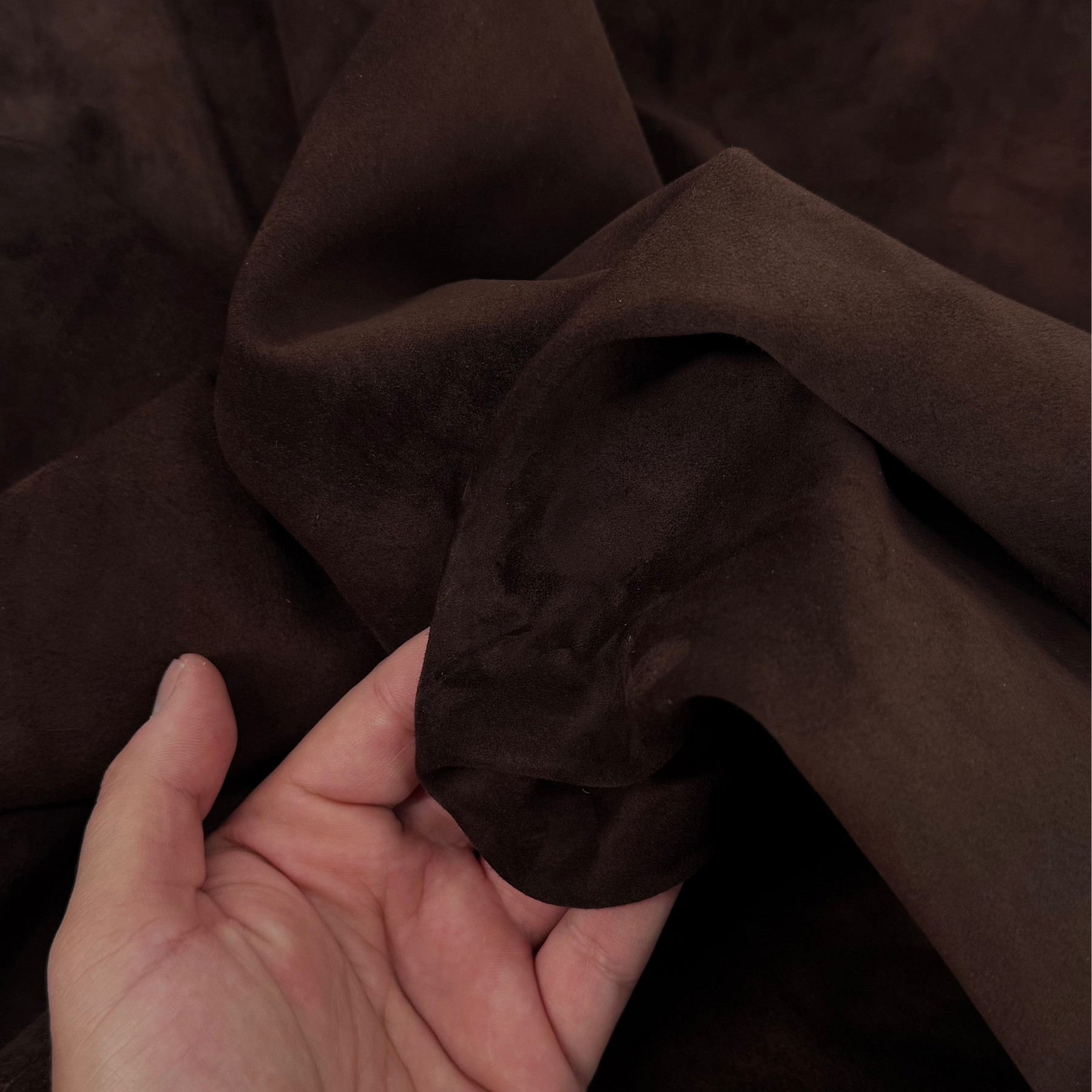 Luxe Baby Calf Suede Chocolate Brown