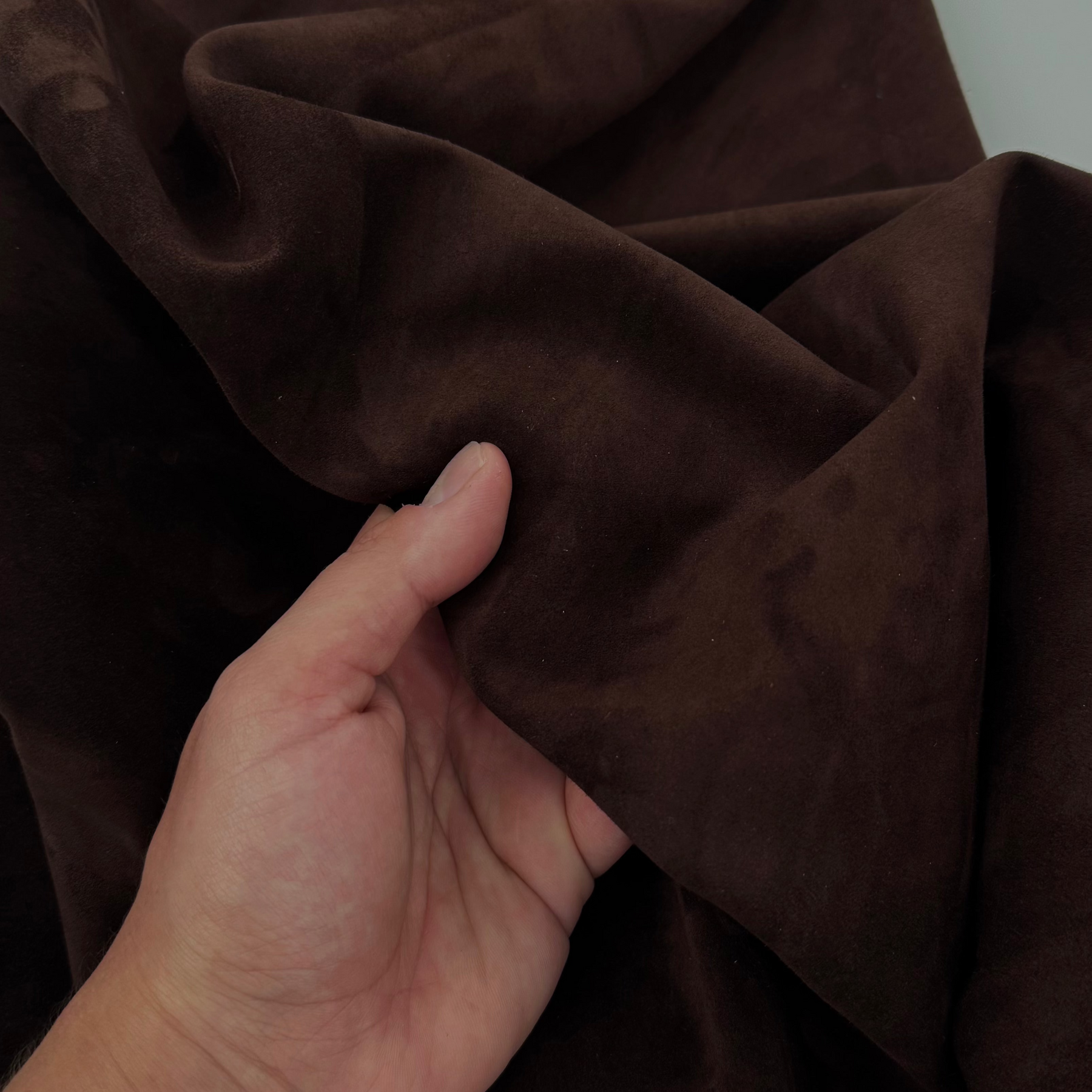 Luxe Baby Calf Suede Chocolate Brown