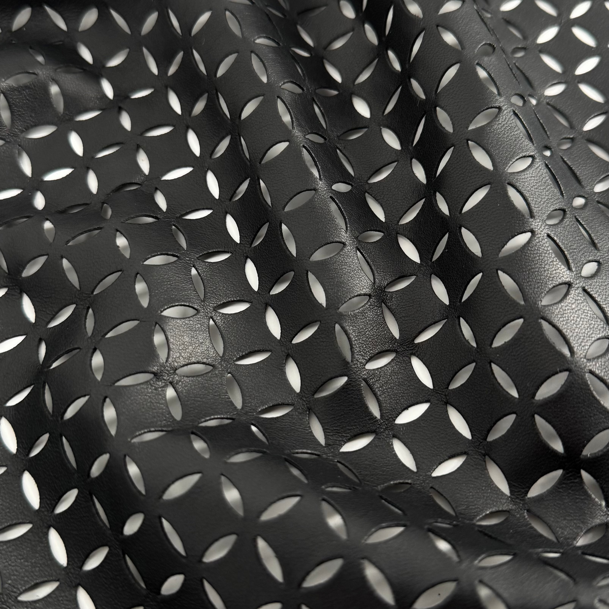 Black Eyelet Perforated Lamb Leather | SALE