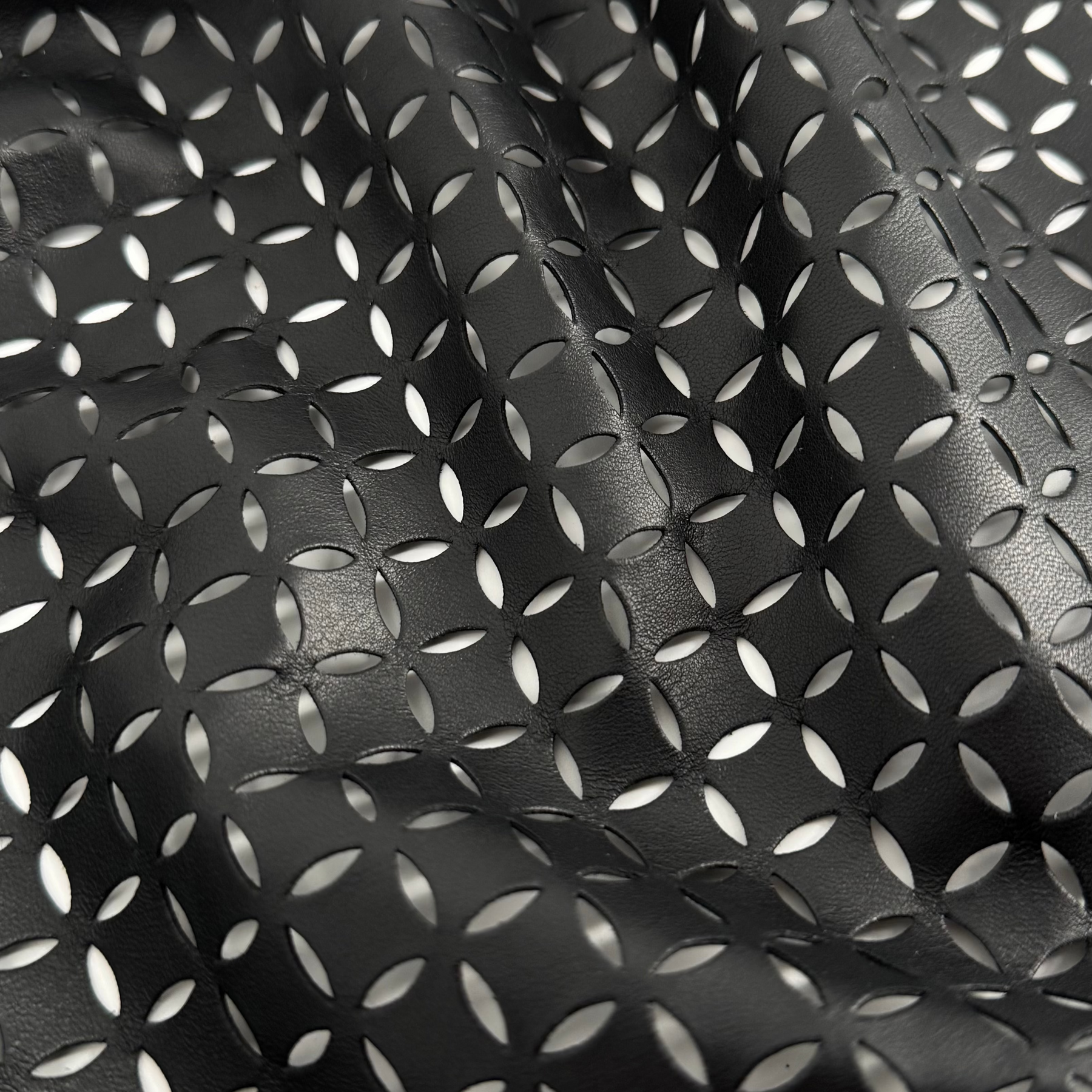 Black Eyelet Perforated Lamb Leather | SALE