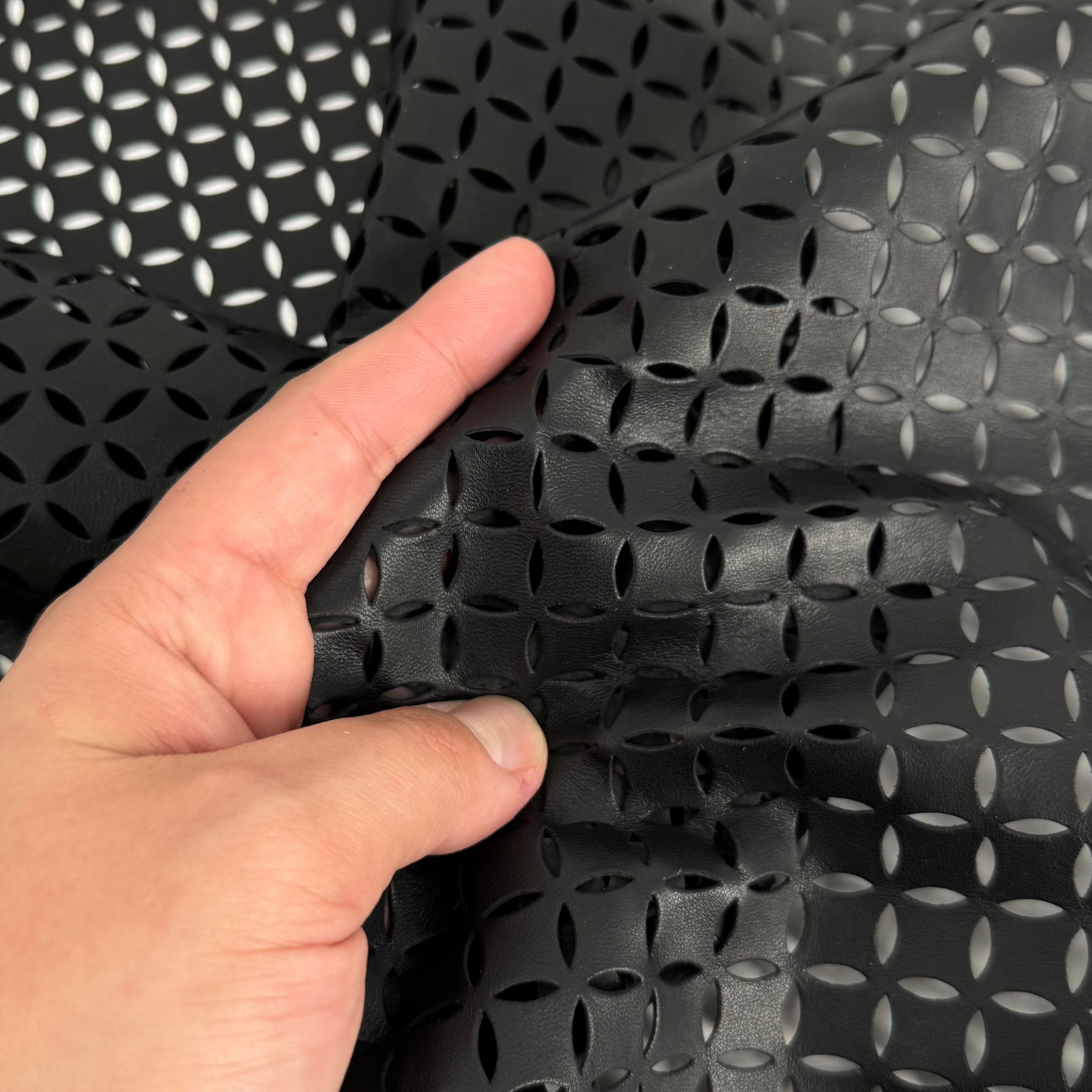 Black Eyelet Perforated Lamb Leather | SALE