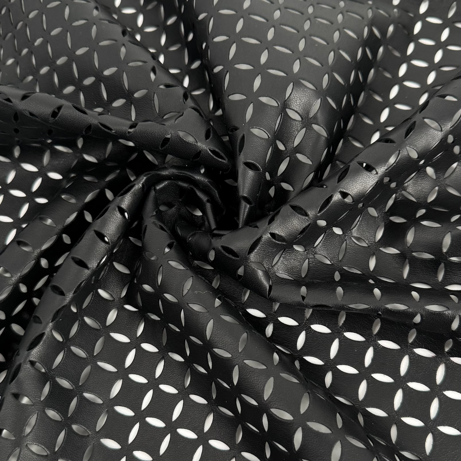 Black Eyelet Perforated Lamb Leather | SALE