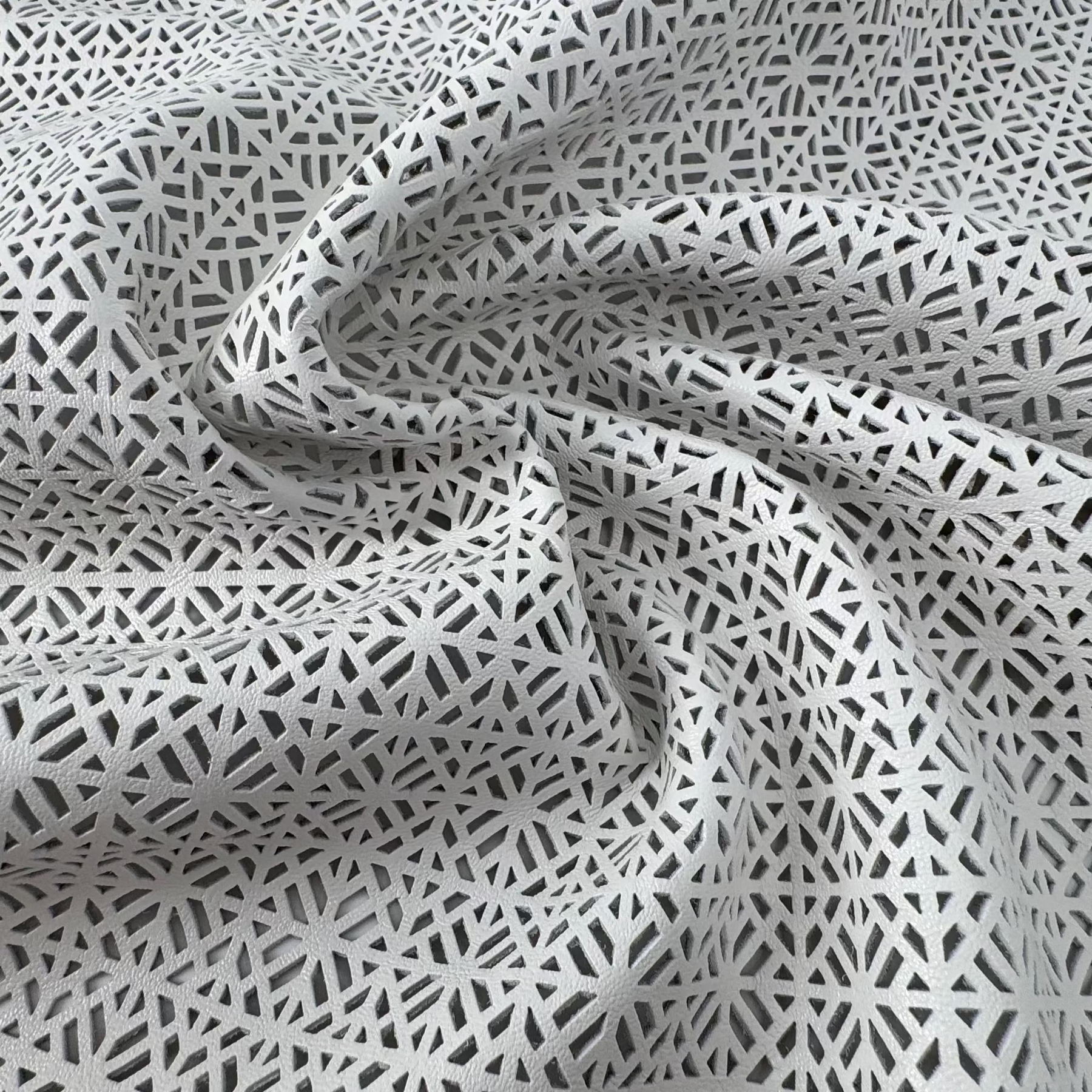 White Geometric Perforated Lamb Leather | SALE