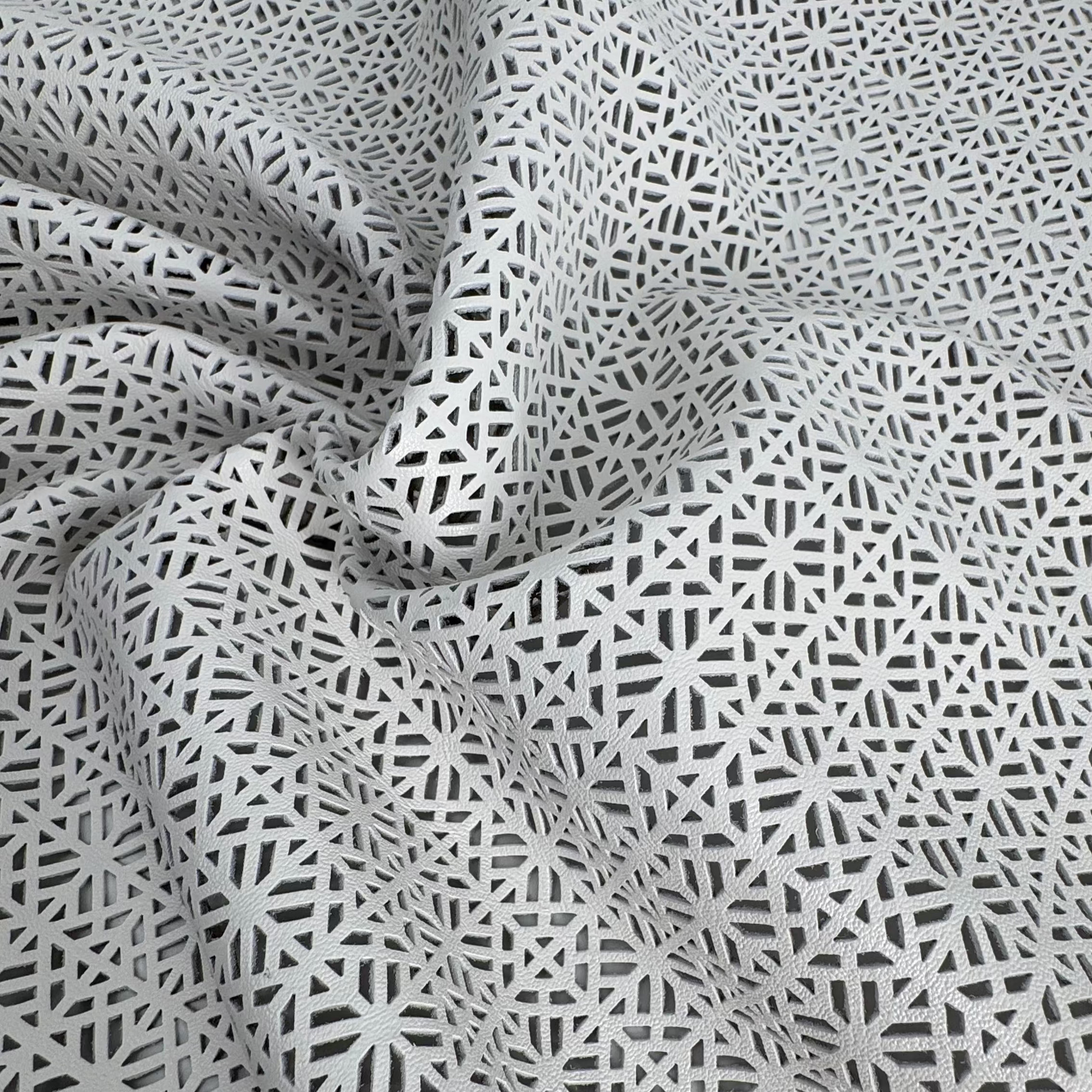 White Geometric Perforated Lamb Leather | SALE