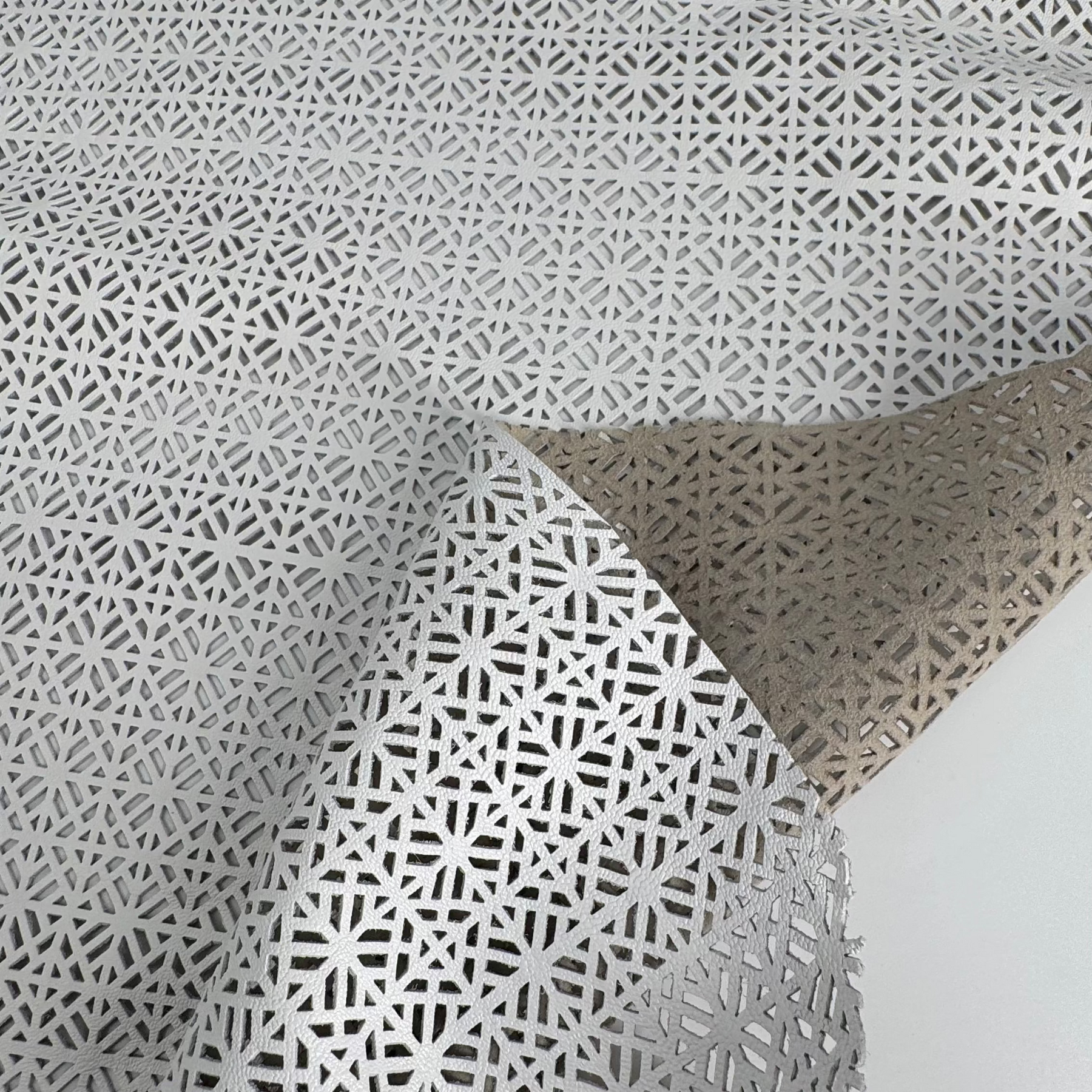 White Geometric Perforated Lamb Leather | SALE