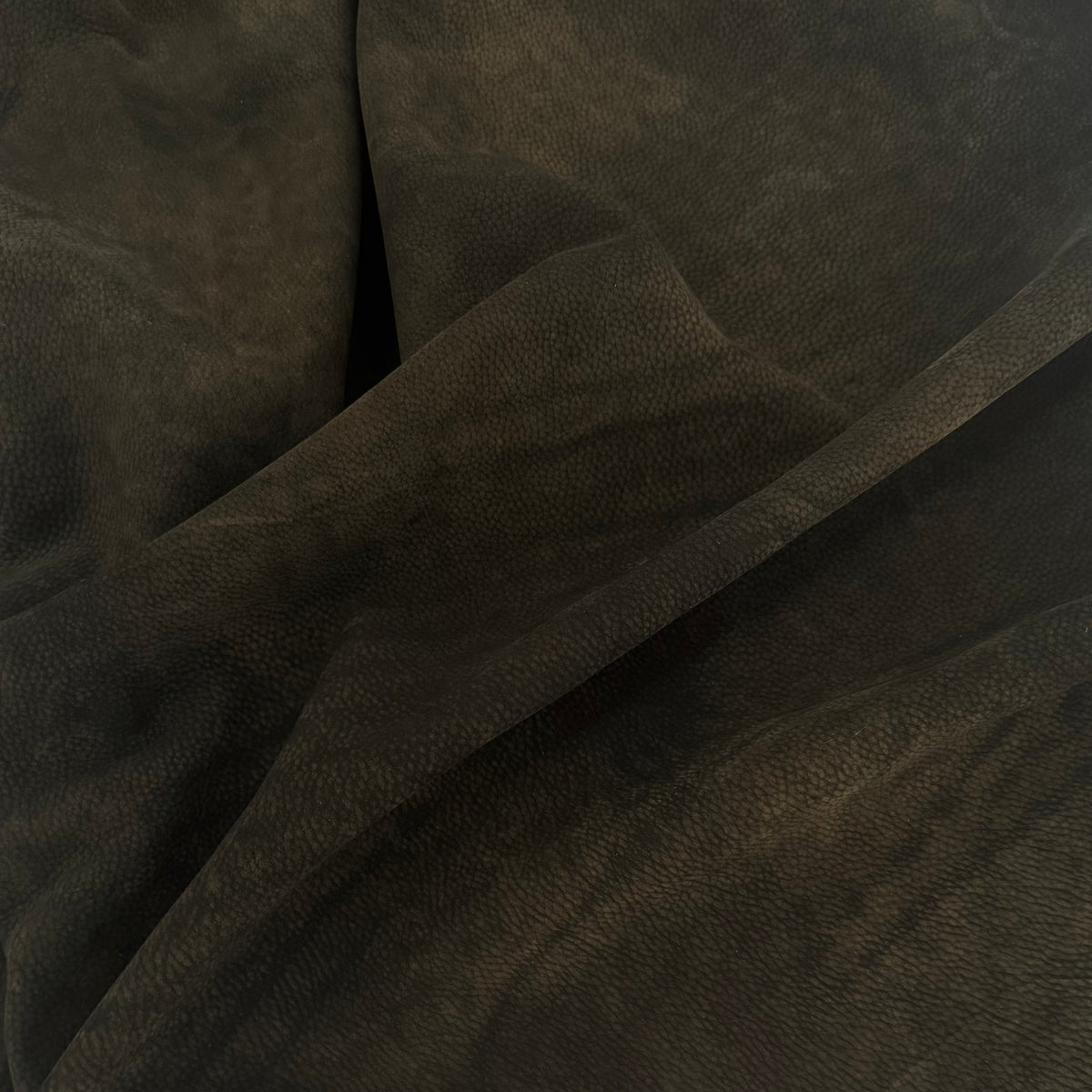 Nubuck Cairo Cow with a Weathered Finish in Forest Green & Whiskey Suede Side