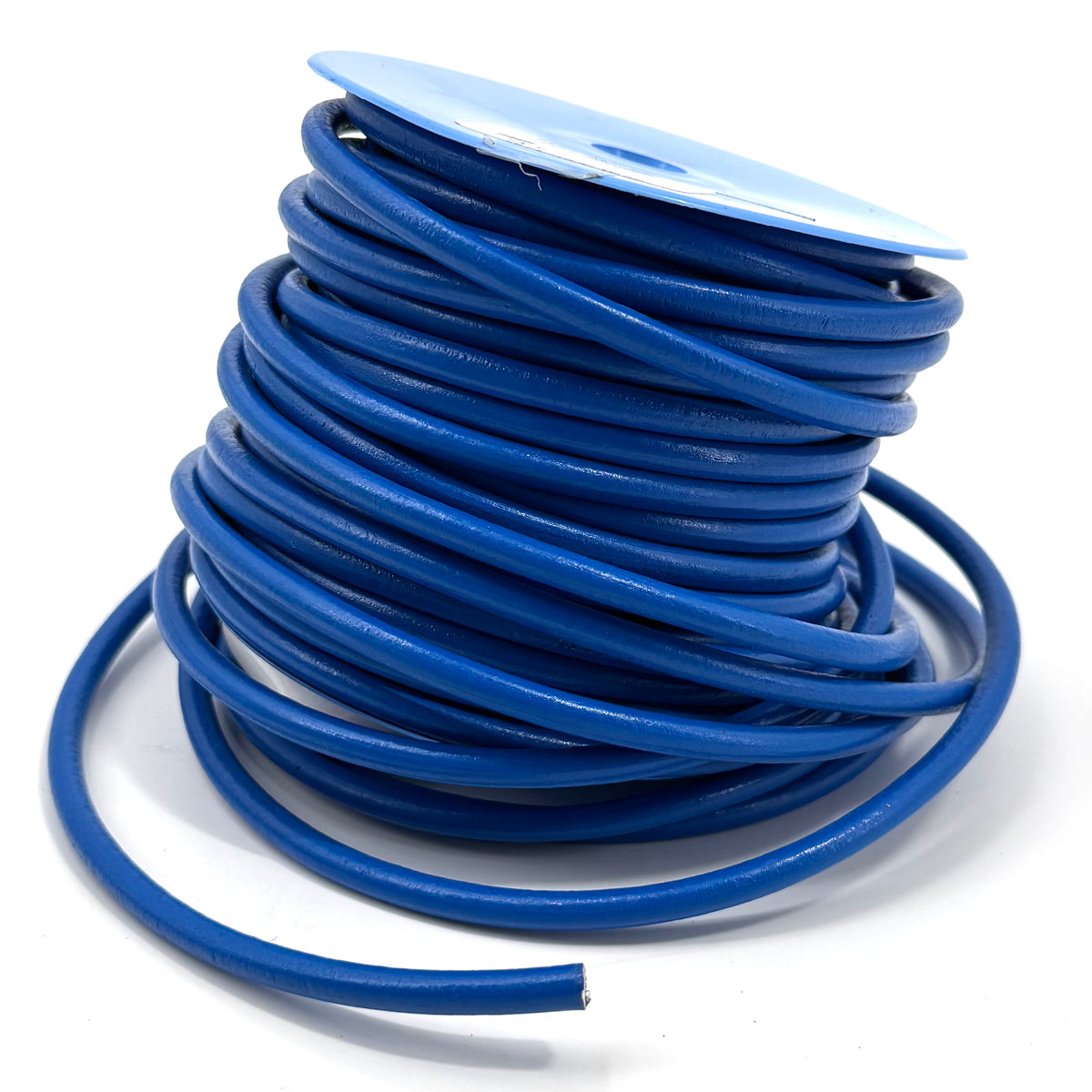 6mm Electric Blue Round Leather Cord | 25 meters