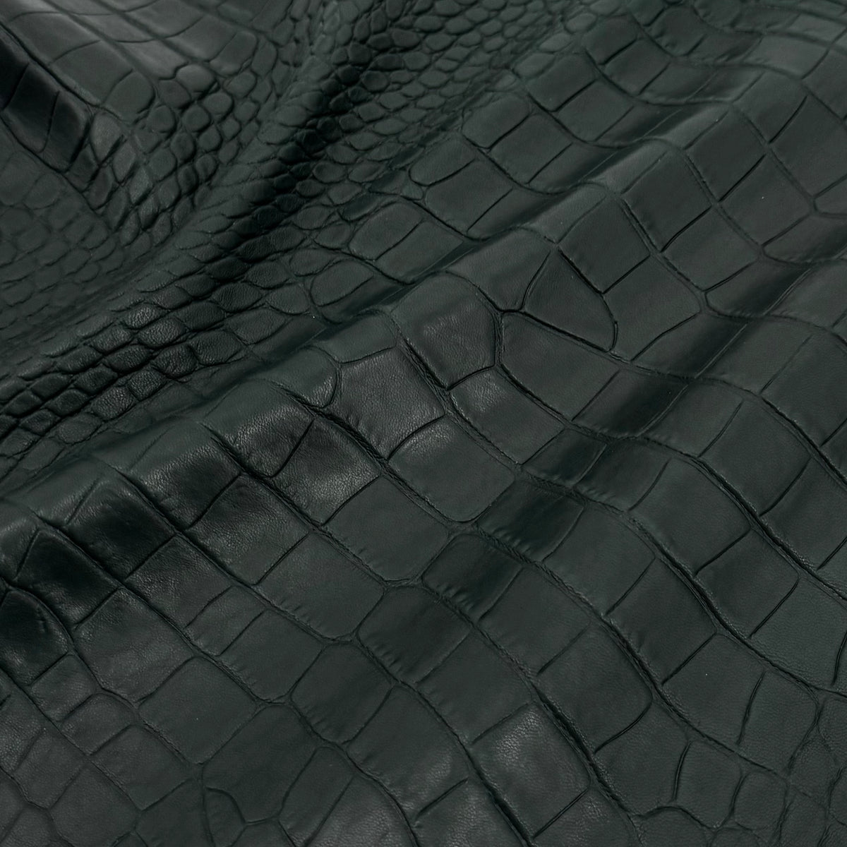 French Veg-Tan Crocodile Embossed Lamb Leather
