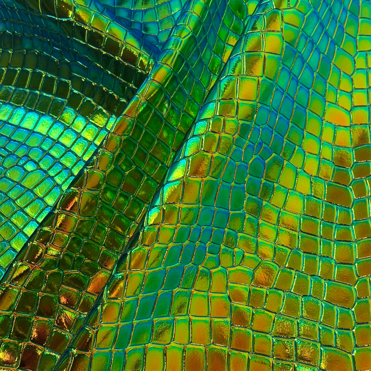 Holographic Crocodile Embossed Cow Hide | Last 3 hides! WOn't restock!
