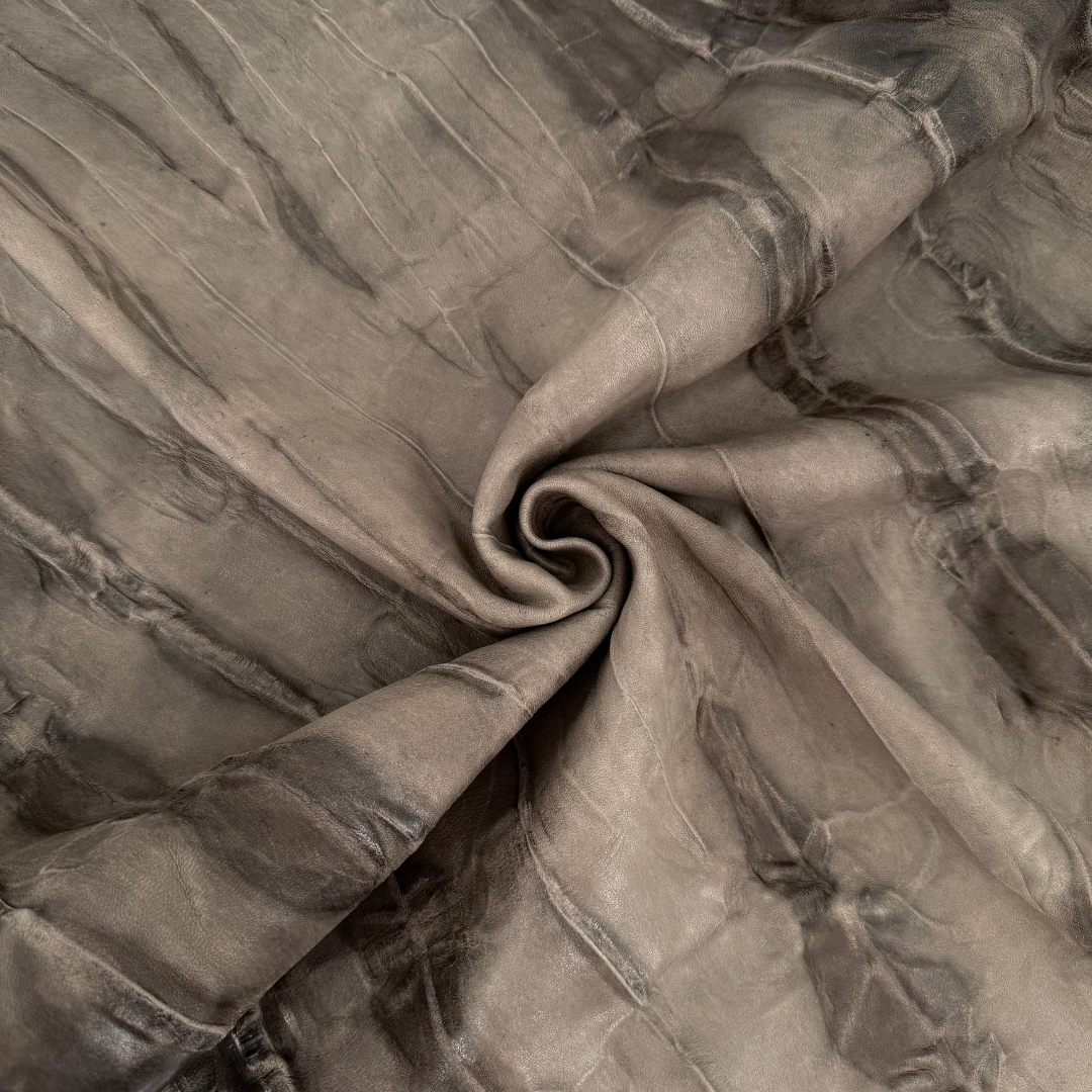 Tek brown Melo Lamb leather with rich texture and deep color for high-end design work – District Leathers.