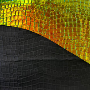 Holographic Croc Embossed Cow Hide