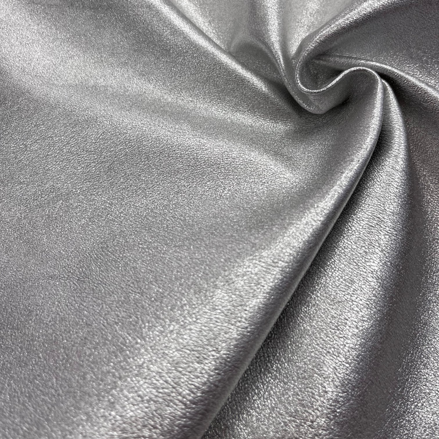 Silver Metallic Plonge Stretch Lamb Leather