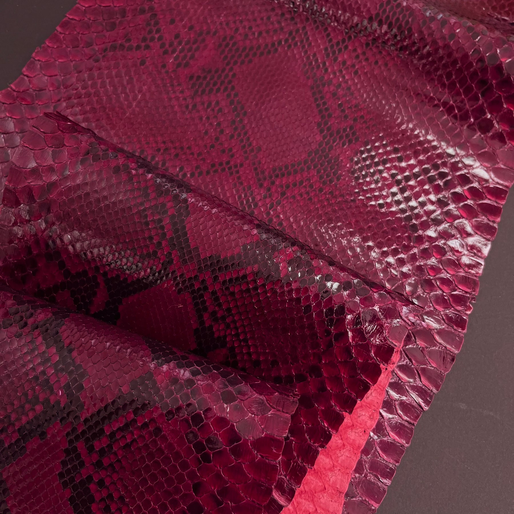 Python Burgundy Python Genuine Leather