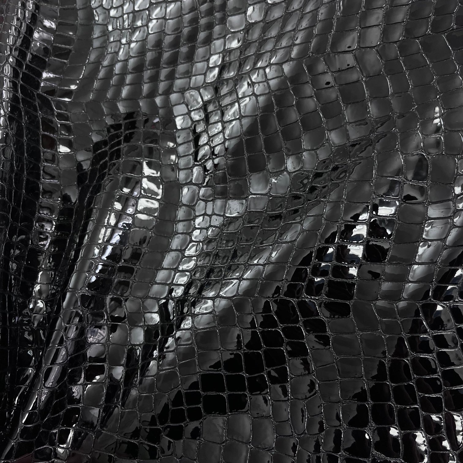 Croc Embossed Patent Cow Hide