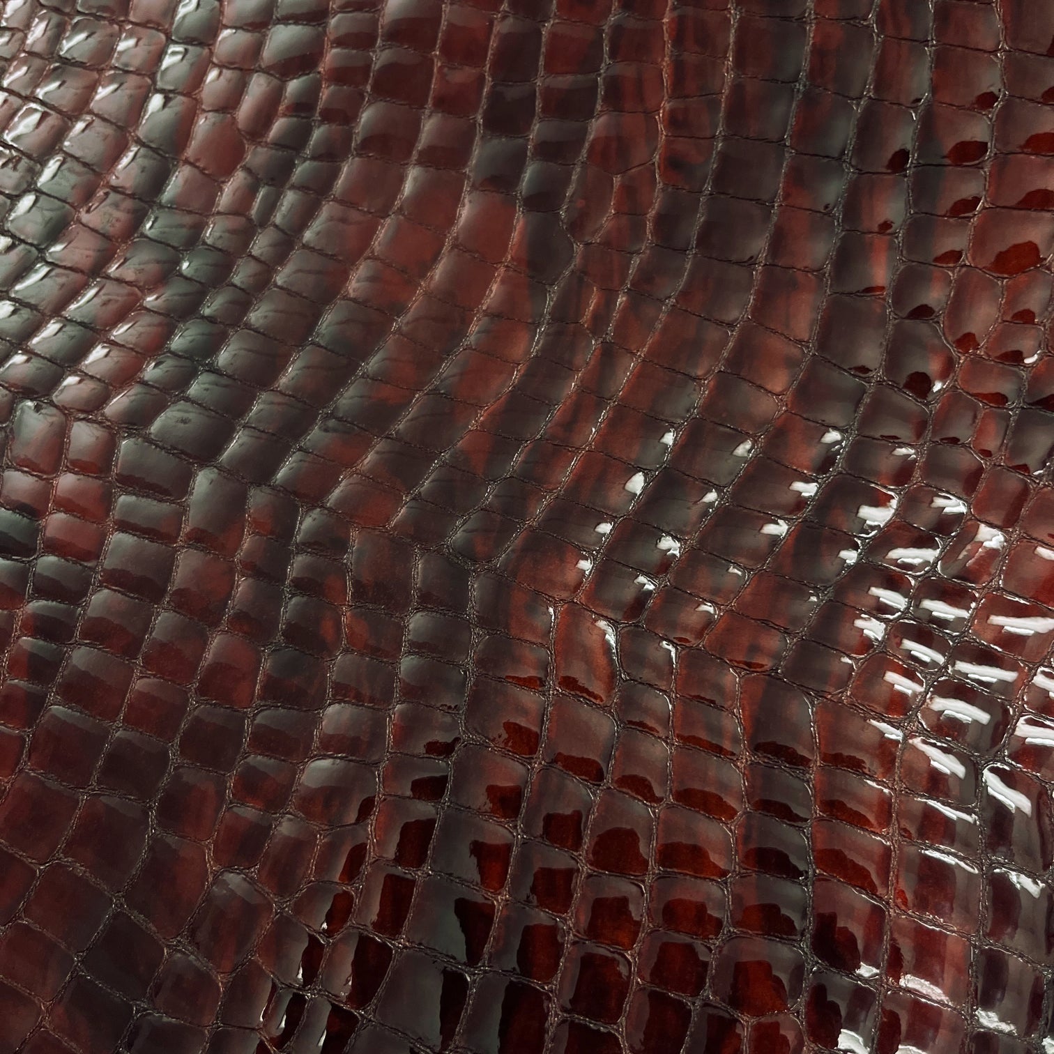 Croc Embossed Patent Cow Hide