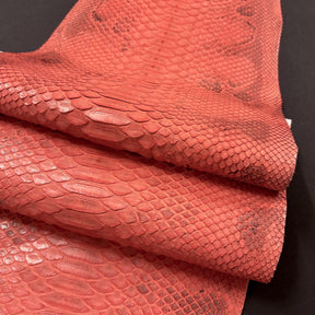 Red Python Leather Swatch Python Genuine Leather