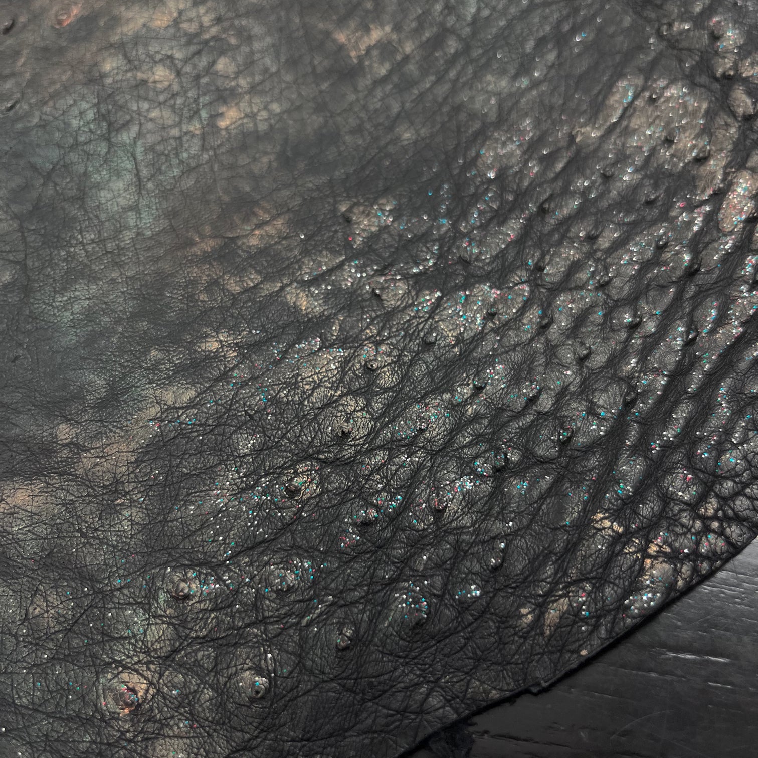 Ostrich Leather Hide | Distressed Glitter
