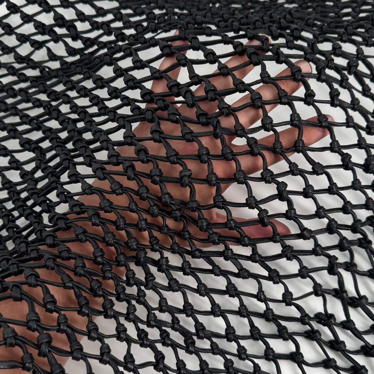 Mesh Hand-Knit Leather Panel