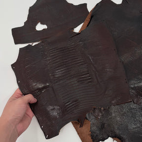 Glazed Dark Brown Lizard Skin Grade 2 | Bundle of 3 - B#1 | SALE