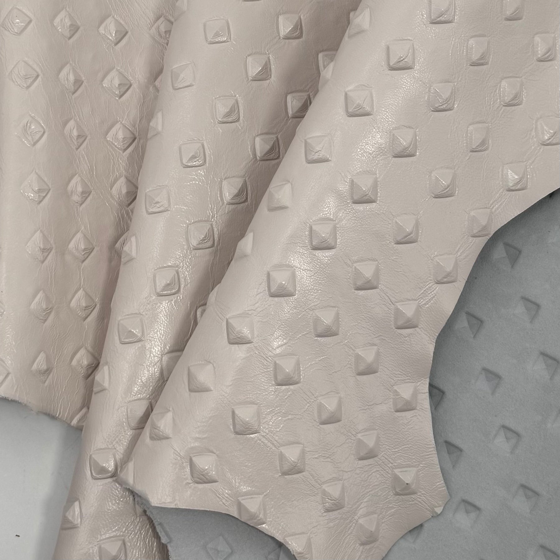 Ivory Pyramid Embossed Lamb Leather - Low Stock! | SALE