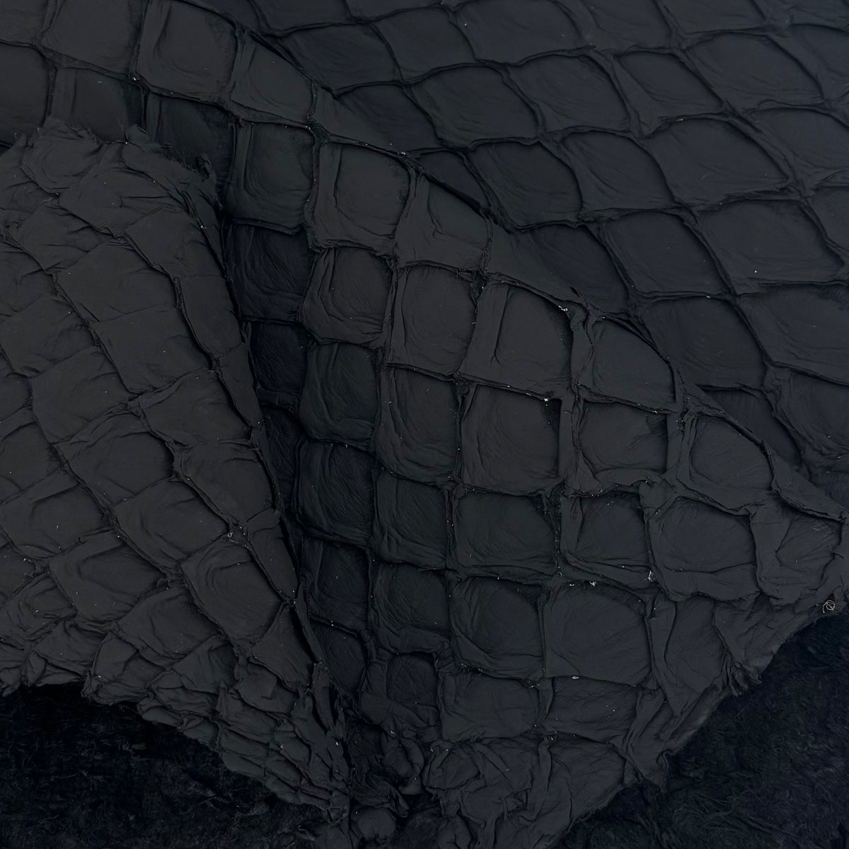Black Matte Pirarucu Fish Leather