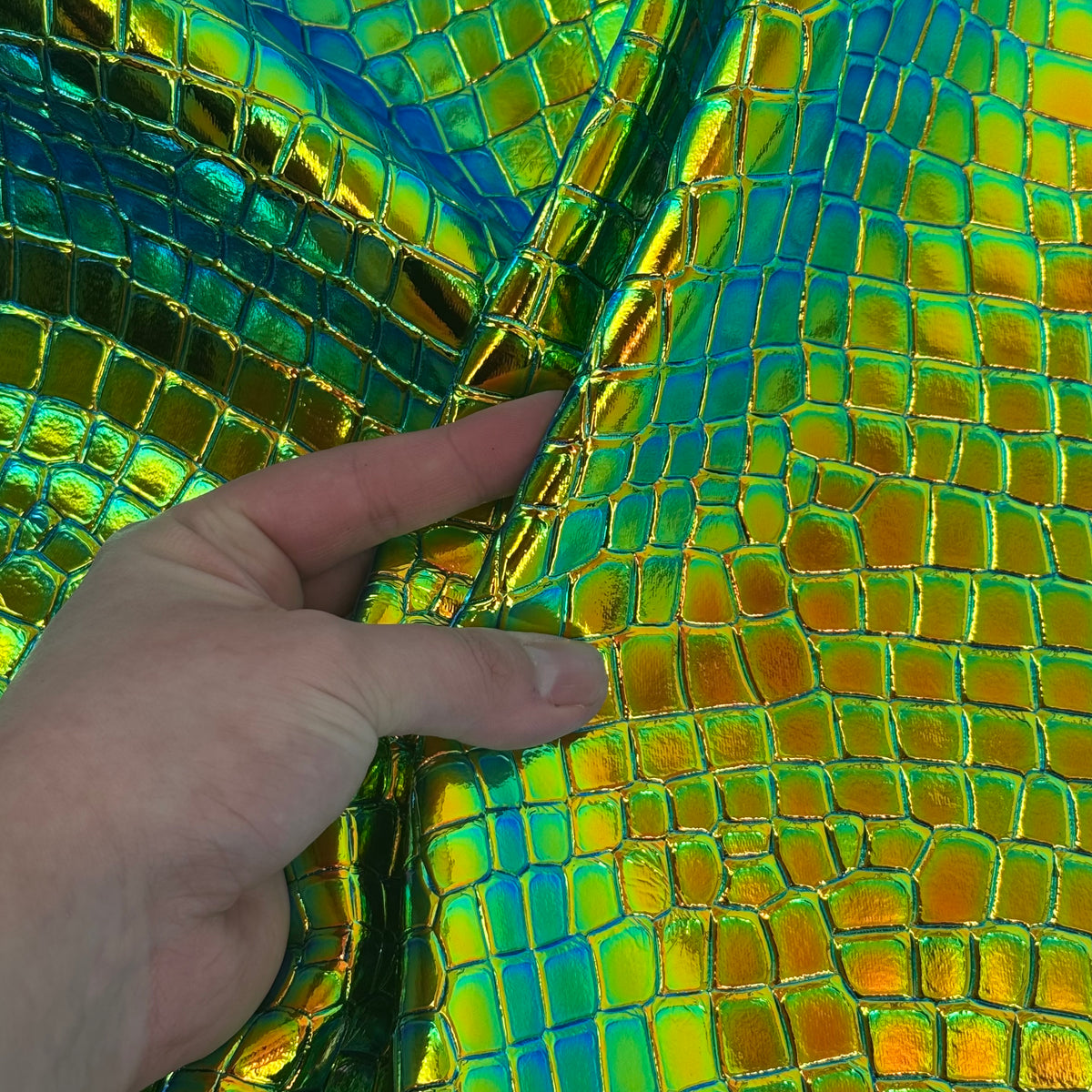 Holographic Crocodile Embossed Cow Hide | Last 3 hides! WOn't restock!