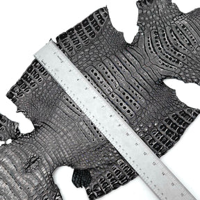 Black Distressed Metallic Caiman Crocodile Grade 2 - only 2 available | Sale
