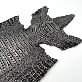 Black Distressed Metallic Caiman Crocodile Grade 2 - only 2 available | Sale