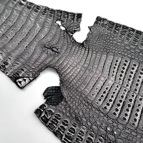 Black Distressed Metallic Caiman Crocodile Grade 2 - only 2 available | Sale