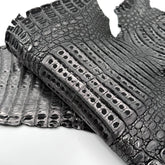 Black Distressed Metallic Caiman Crocodile Grade 2 - only 2 available | Sale