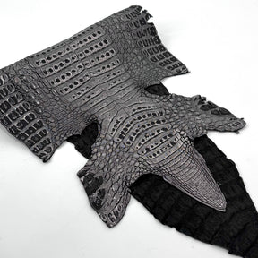 Black Distressed Metallic Caiman Crocodile Grade 2 - only 2 available | Sale