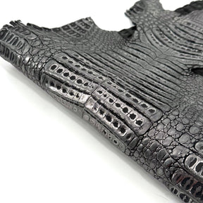 Black Distressed Metallic Caiman Crocodile Grade 2 - only 2 available | Sale