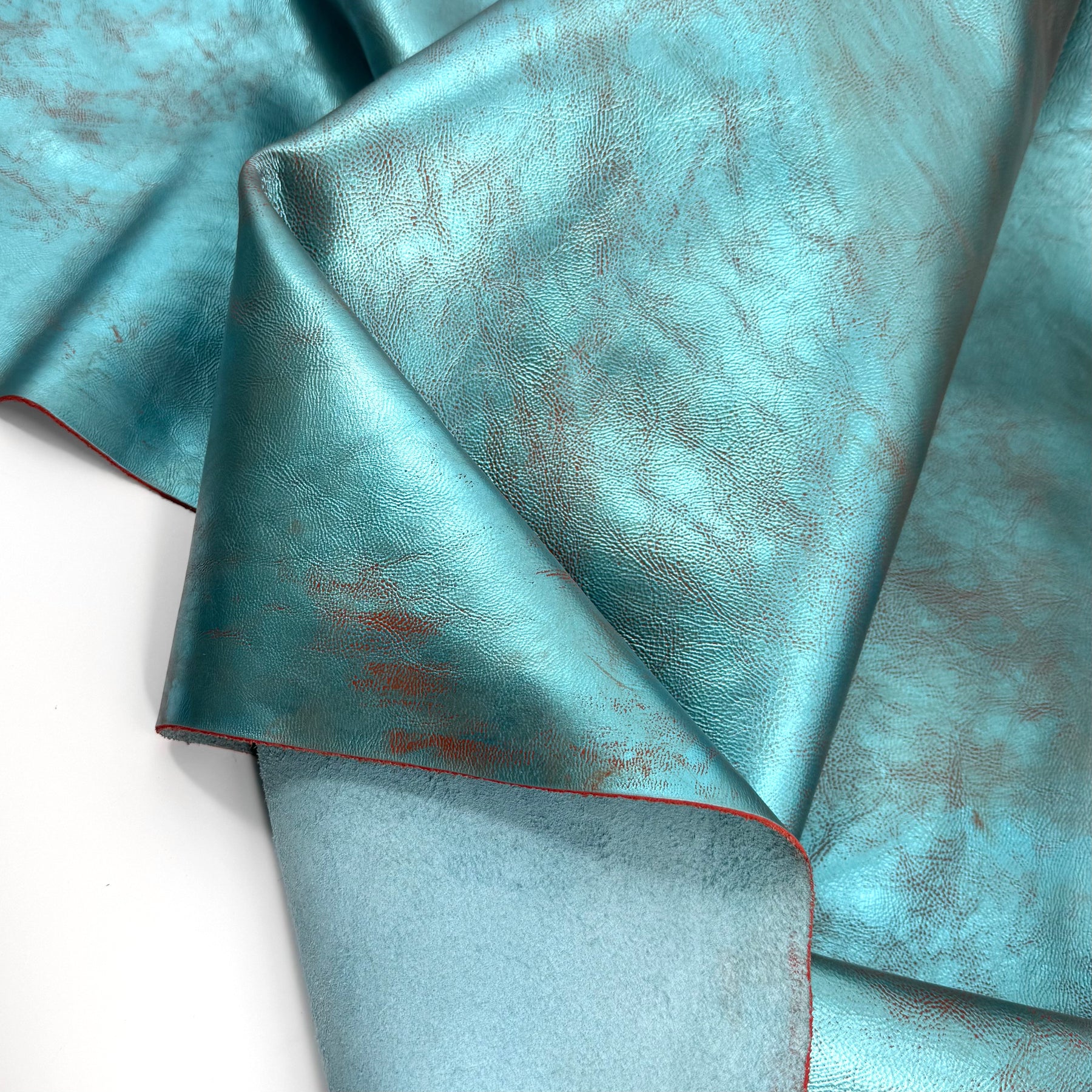 Midas Teal/Rust Distressed Metallic Cow