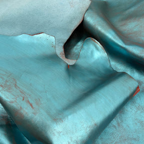 Midas Teal/Rust Distressed Metallic Cow