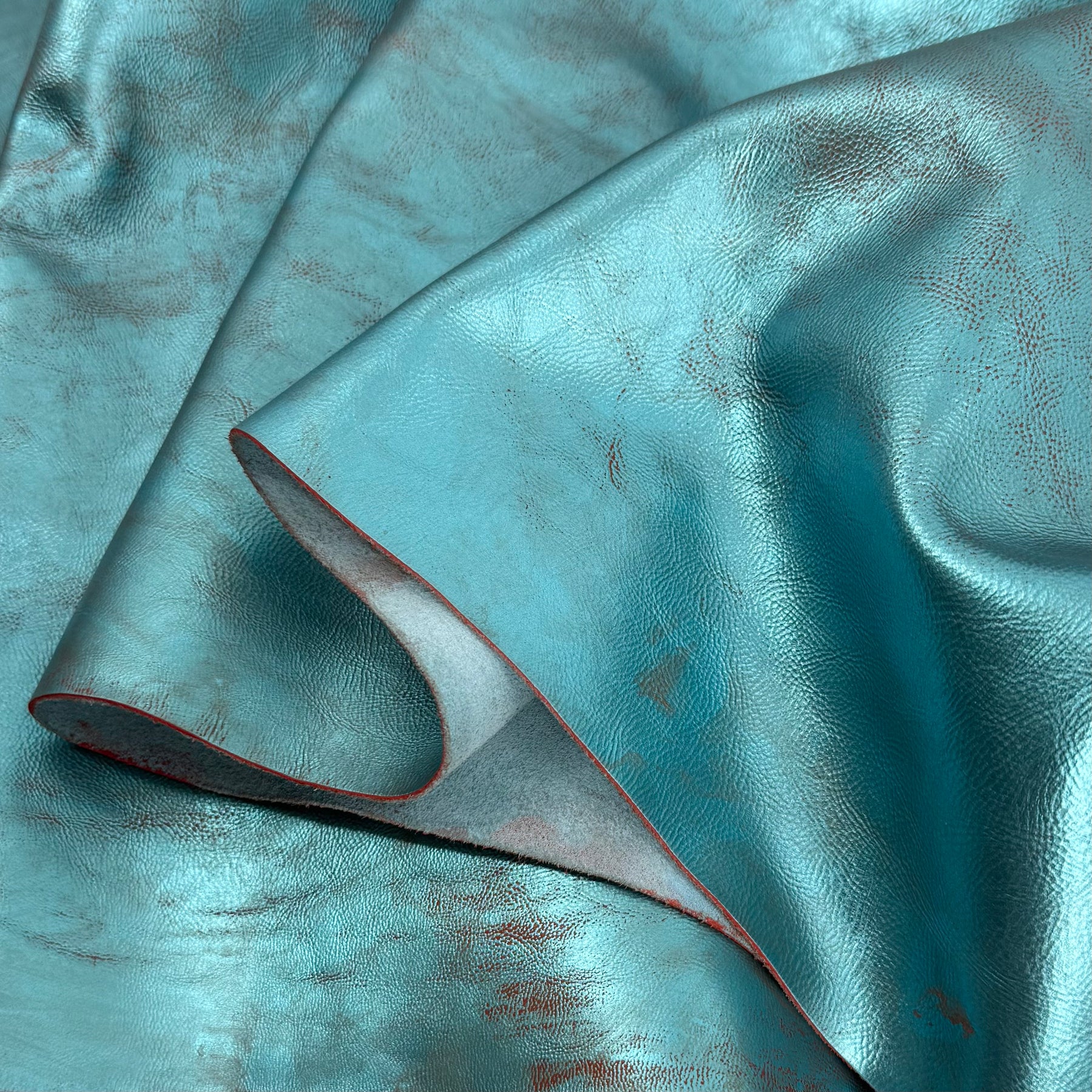 Midas Teal/Rust Distressed Metallic Cow