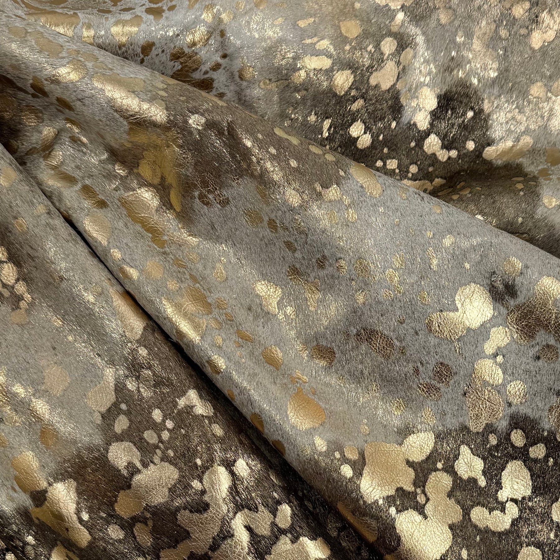Gold Metallic Spotty Hair-On Cow