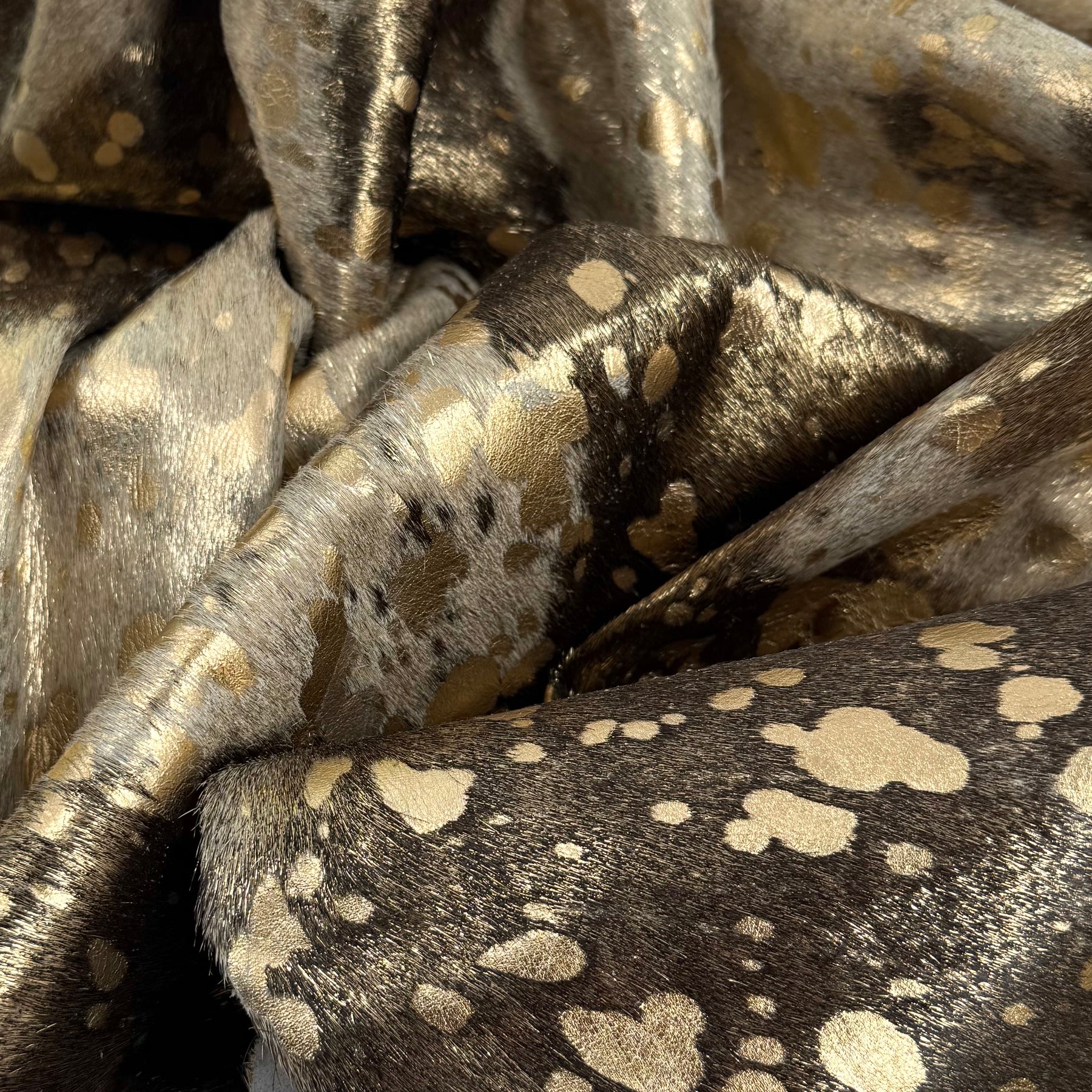 Gold Metallic Spotty Hair-On Cow