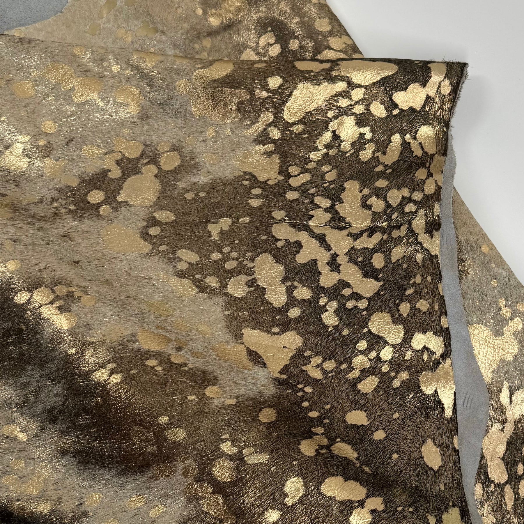 Gold Metallic Spotty Hair-On Cow