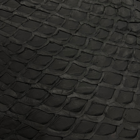 Inverted Pirarucu Fish Scale Leather | Black Matte