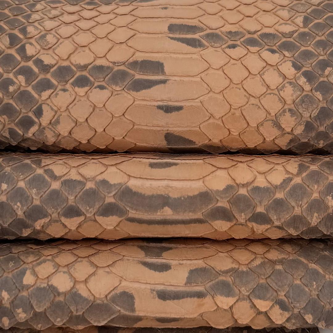 Canyon Mist Elaphe snake leather panel for luxury accessories and leather inlays.