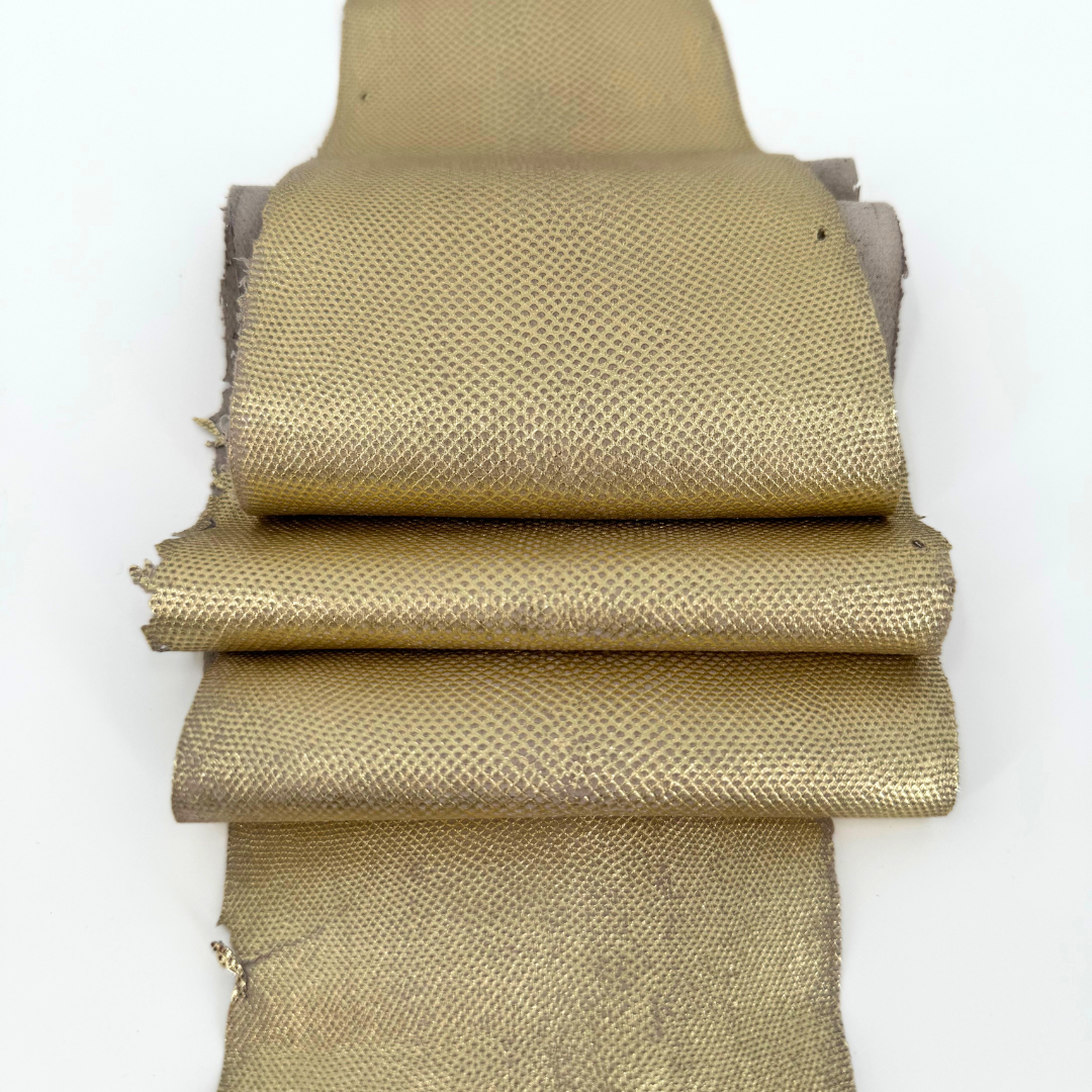 Genuine Metallic Karung Snake Skin  | Champagne