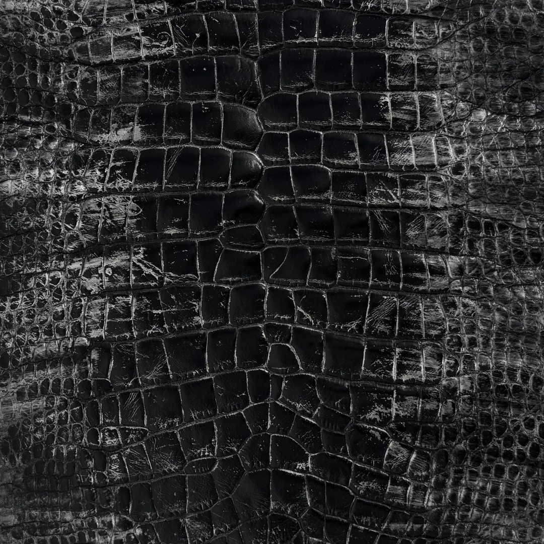 Genuine wild black and silver American alligator leather from District Leathers
