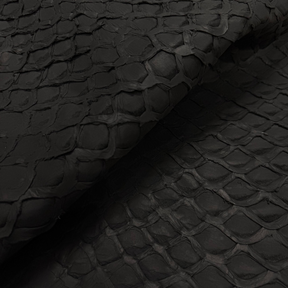 Inverted Pirarucu Fish Scale Leather | Black Matte