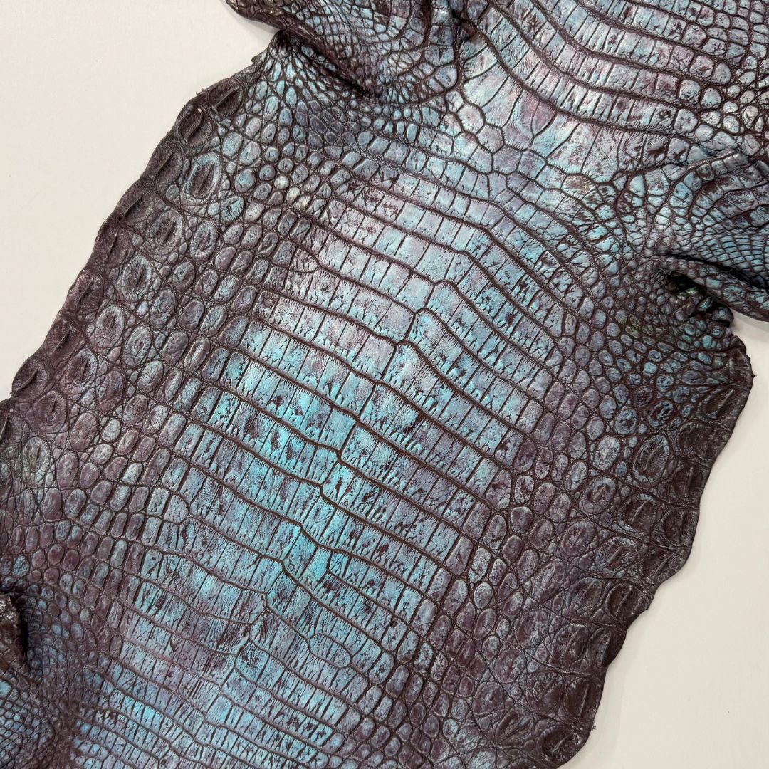 Hand Painted Nile Crocodile | Plum Teal | 22 cm