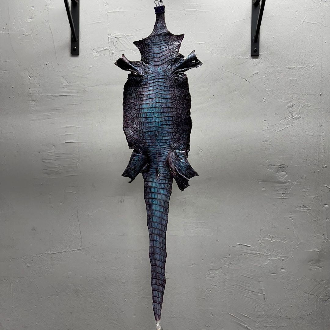 Hand Painted Nile Crocodile | Plum Teal | 22 cm