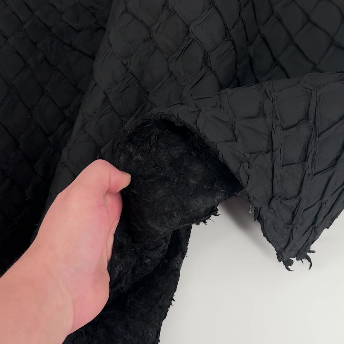 Black Matte Pirarucu Fish Leather