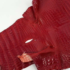 Glazed American Alligator in Crimson Red/Orange | 41 cm