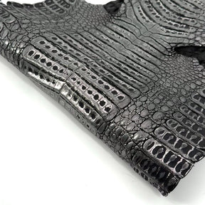Black Distressed Metallic Caiman Crocodile Grade 2 - only 2 available | Sale