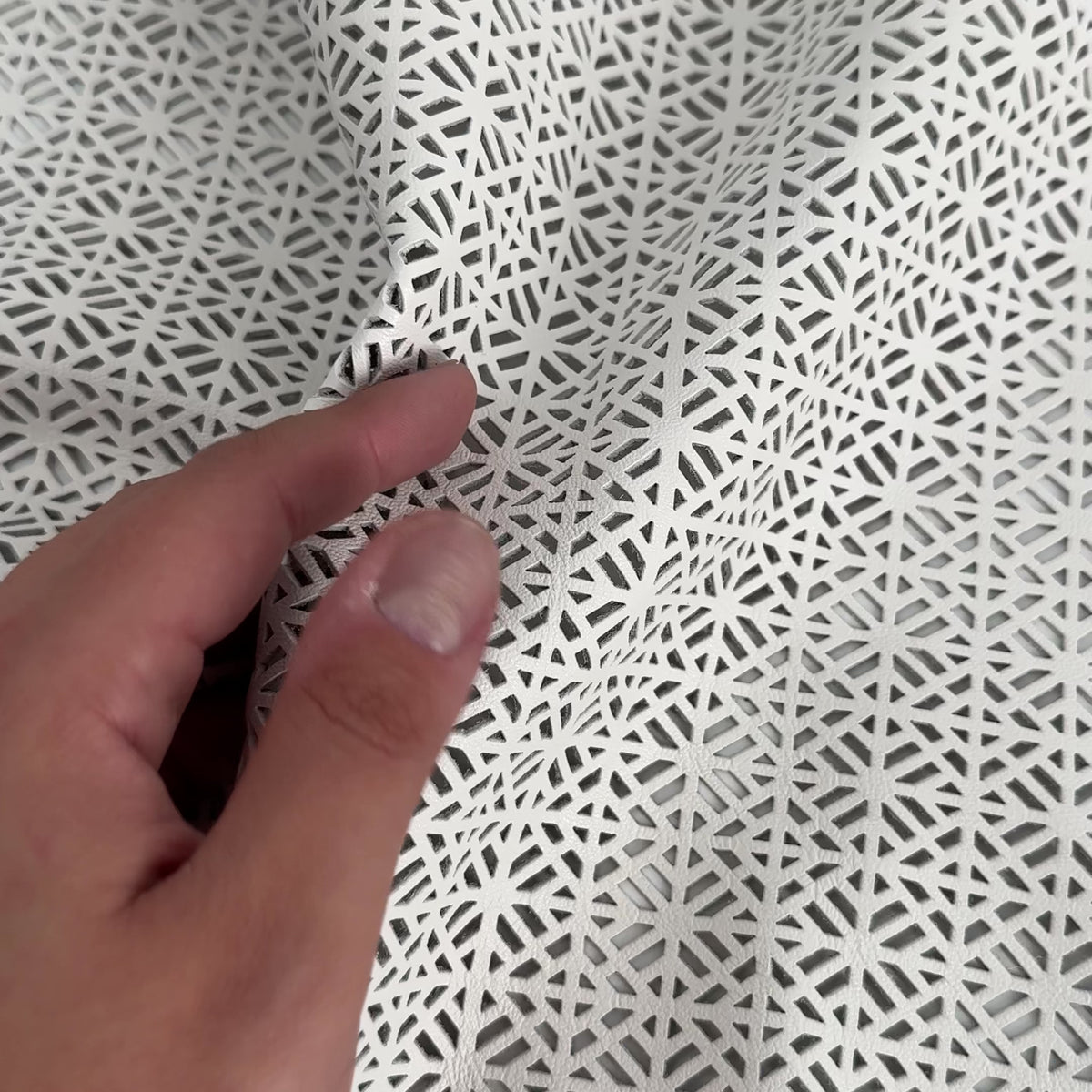 White Geometric Perforated Lamb Leather | SALE