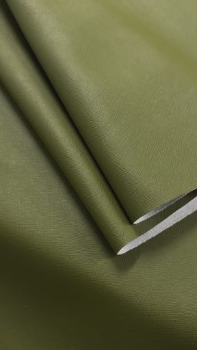 Vegan Saffiano Textured Cactus Leather | Olive | 55" Wide